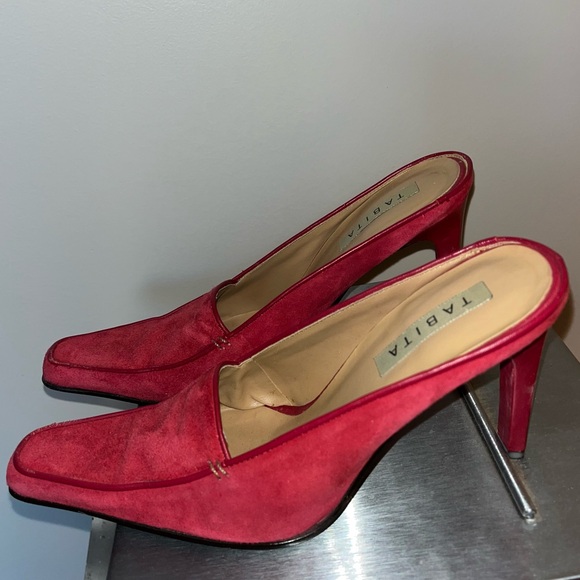 Tabita red suede slip on heels size 6.5 - Picture 7 of 11